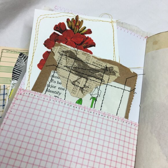 Writing Junk Journal Vintage Style Fabric Cover Diary Includes Ephemera No13 u - Picture 7 of 10